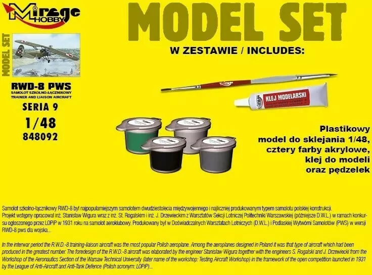 Model do sklejania. Samolot Szkolno - Łącznikowy "RWD-8 PWS" - tantis.pl