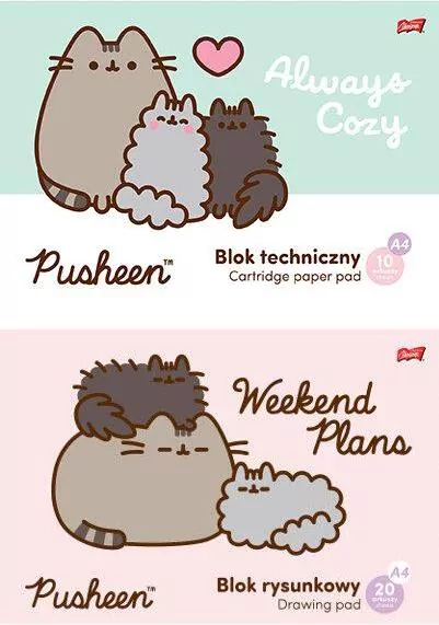 Blok rysunkowy biały. A4/20 kartek. 1 sztuka. Pusheen - tantis.pl