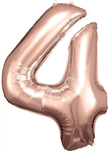 Balon foliowy cyfra 4 różowe złoto 65x86cm - tantis.pl