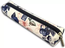 Piórnik mini prostokąt niebieskie róże