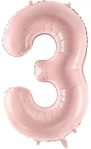 Balon foliowy cyfra 3 72cm jasny różowy - tantis.pl
