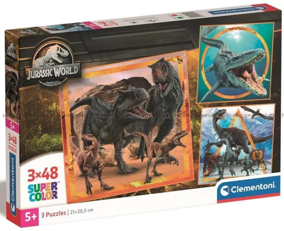 Clementoni. Puzzle 3x48. Super Kolor. Jurassic World - tantis.pl