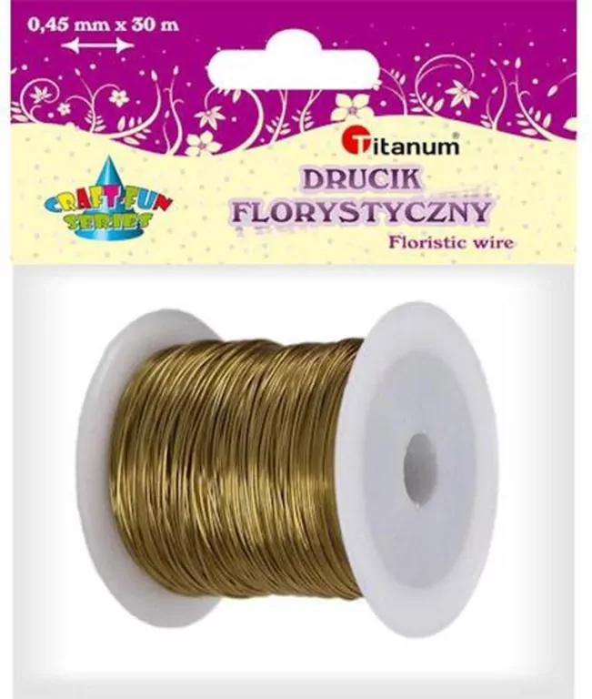 Drucik florystyczny. Złoty 0,45mmx30m - tantis.pl