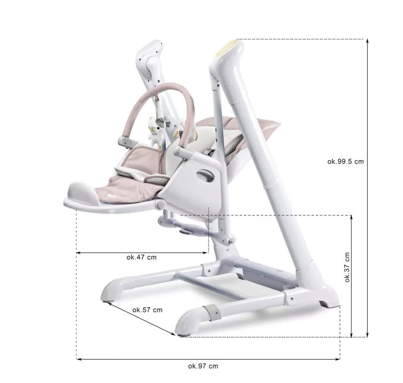 Caretero Krzesełko + huśtawka Indigo jasnoszare - tantis.pl