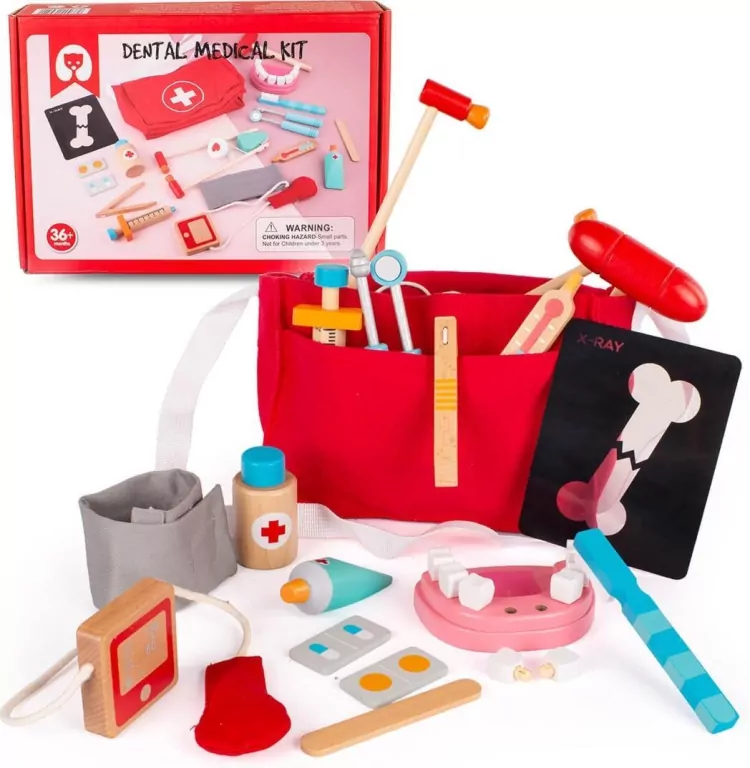 Zestaw lekarz, dentysta drewniany Montessori - tantis.pl