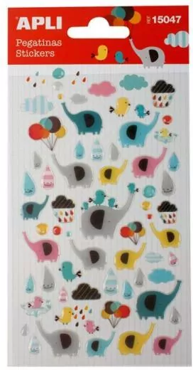 Naklejki wypukłe. Słonie, mix kolorów - tantis.pl