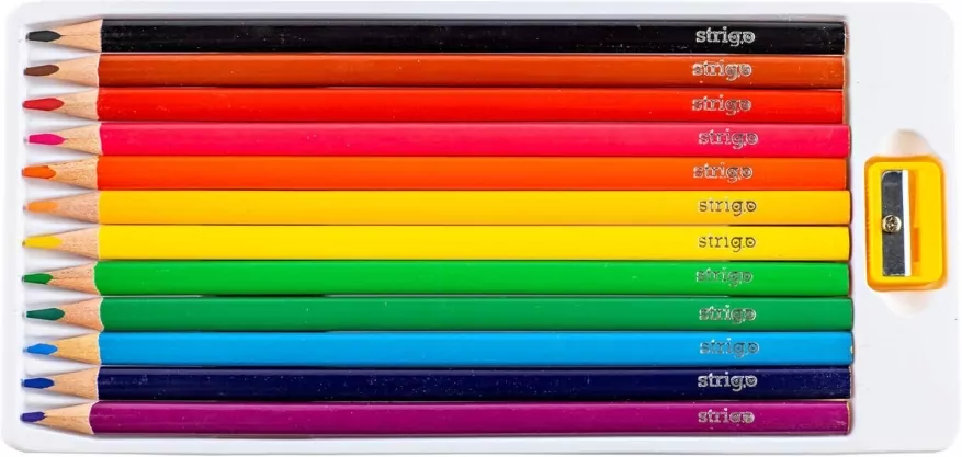 Strigo. Kredki ołówkowe trójkątne, 12 kolorów - tantis.pl