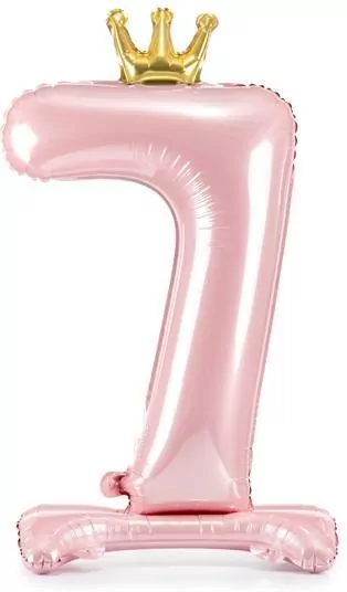 Stojący balon foliowy 7 jasny róż 84cm - tantis.pl