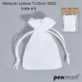 Woreczki jutowe białe 7x10cm, 6 sztuk - tantis.pl
