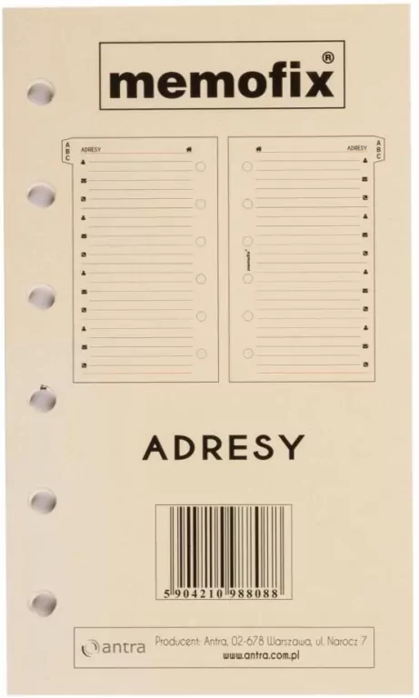 Wkład do organizera MEM/K Adresy ANTRA - tantis.pl
