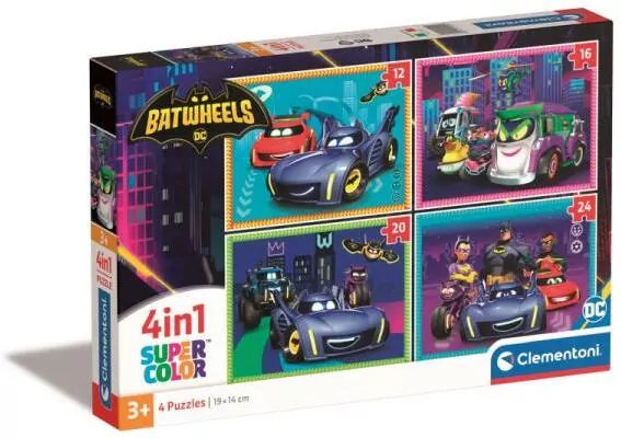 Clementoni. Puzzle 4w1. Super Kolor Batwheels - tantis.pl