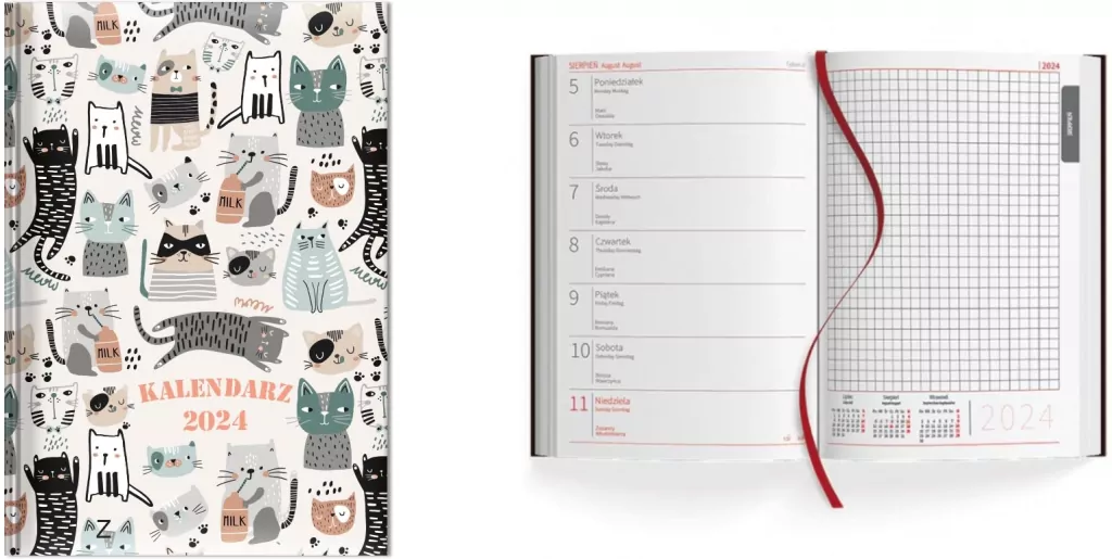 Kalendarz 2024 Tygodniowy A5 Kotki jasne SK1 - tantis.pl