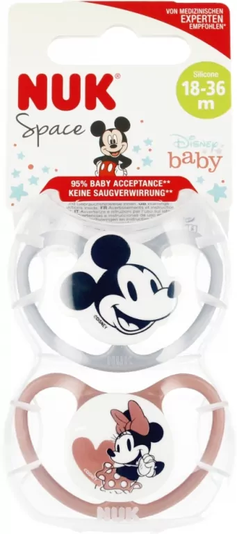 NUK. Space. Smoczki uspokajające silikonowe 18-36 miesięcy. Disney Miki i Mini - tantis.pl