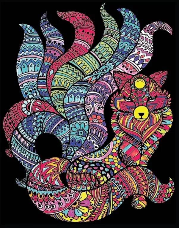 Kolorowanka welwetowa A4 Kitsune Lis o 9 ogonach - tantis.pl