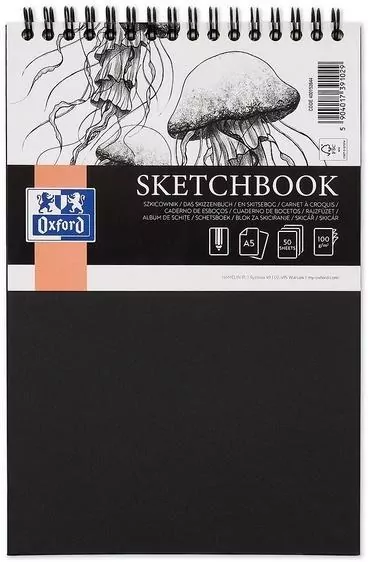 Szkicownik A5 50k Oxford sketchbook spirala czarny, 1 sztuka - tantis.pl