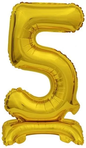 Balon foliowy mini cyfra 5 ze stopką złota 22x40cm - tantis.pl