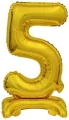 Balon foliowy mini cyfra 5 ze stopką złota 22x40cm - tantis.pl