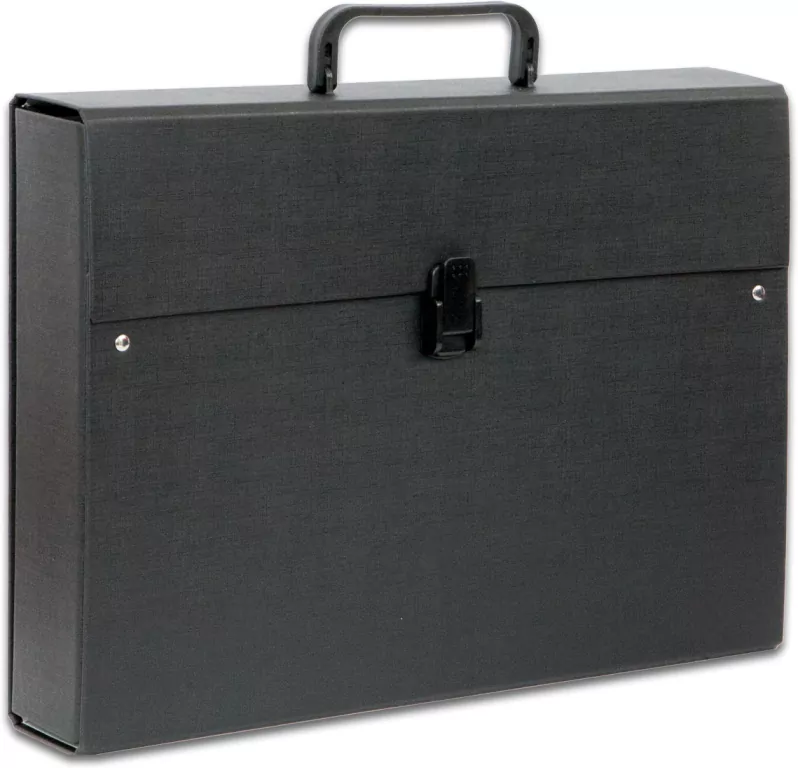 Teczka A4 z rączką 6,5 cm, maxi plus. Lux PCV. Czarna - tantis.pl