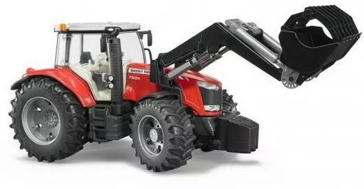 Traktor Massey Ferguson. Pojazd rolniczy z ładowarką. 7624 BRUDER - tantis.pl