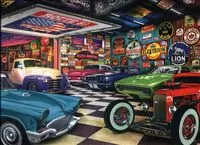Trefl. Puzzle 1000. Garaż kolekcjonera samochodów - tantis.pl