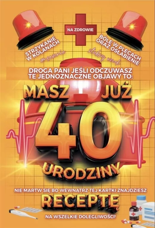 Karnet Urodzinowy z receptą 40 - tantis.pl