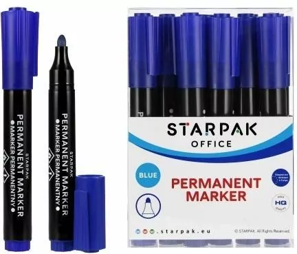 Marker permanentny okrągły niebieski (12szt) - tantis.pl