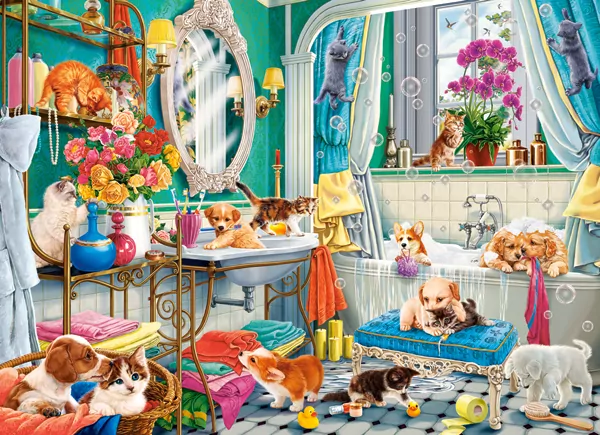 Puzzle 100. Crazy Pet Bath - tantis.pl