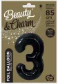 Balon foliowy B&C cyfra 3 matowa czarna 85cm - tantis.pl