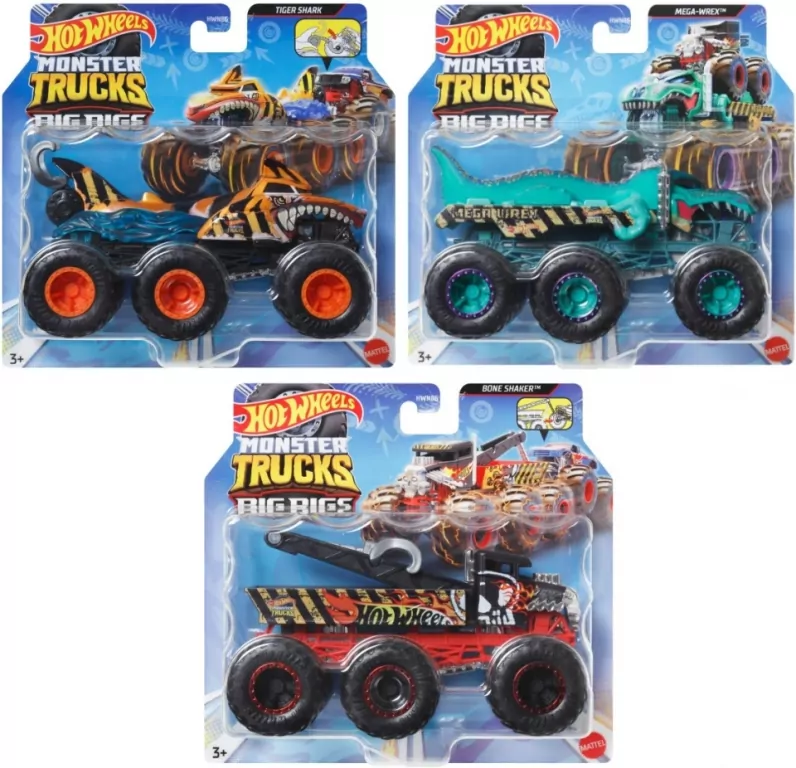 Hot Wheels. Monster Trucks 6-kołowe ciężarówki, mix - tantis.pl