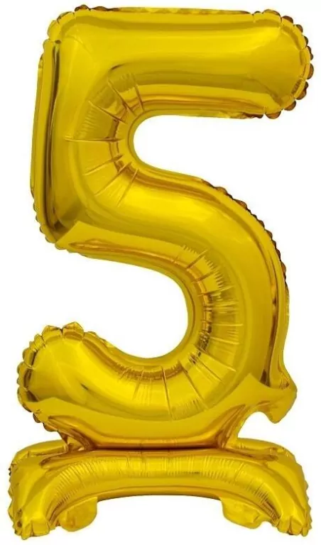 Balon foliowy B&C Cyfra stojaca "5" złota 38cm - tantis.pl