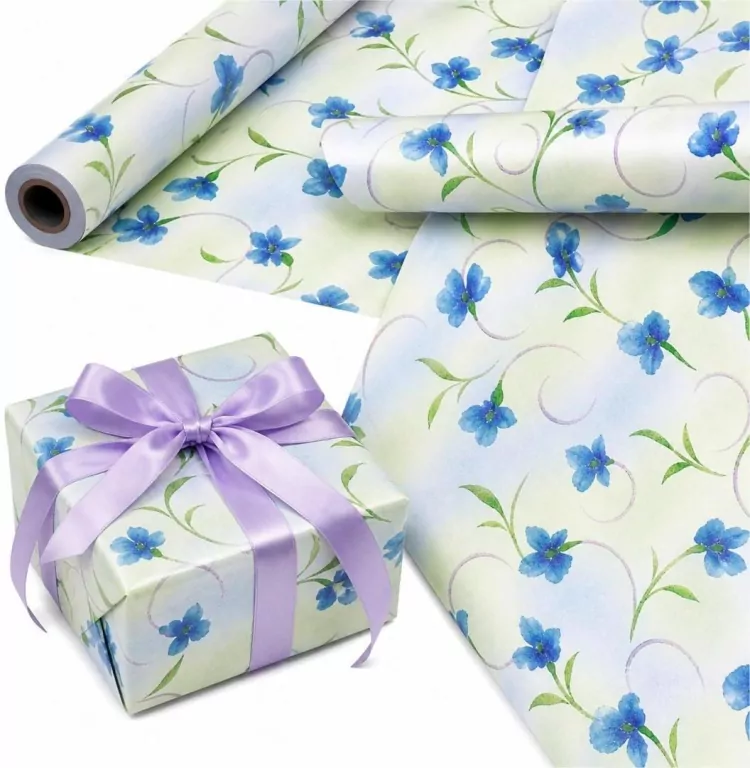 Papier ozdobny Niebieskie Kwiaty X-Strong 35cmx20m - tantis.pl