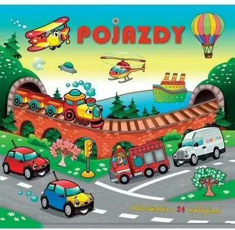 Pojazdy. Kolorowanka z 24 naklejkami - tantis.pl
