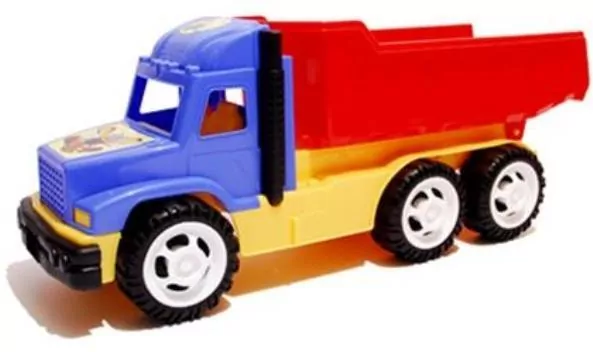 Wywrotka duża żółto-niebieska z czerwoną naczepą LESZKO - tantis.pl