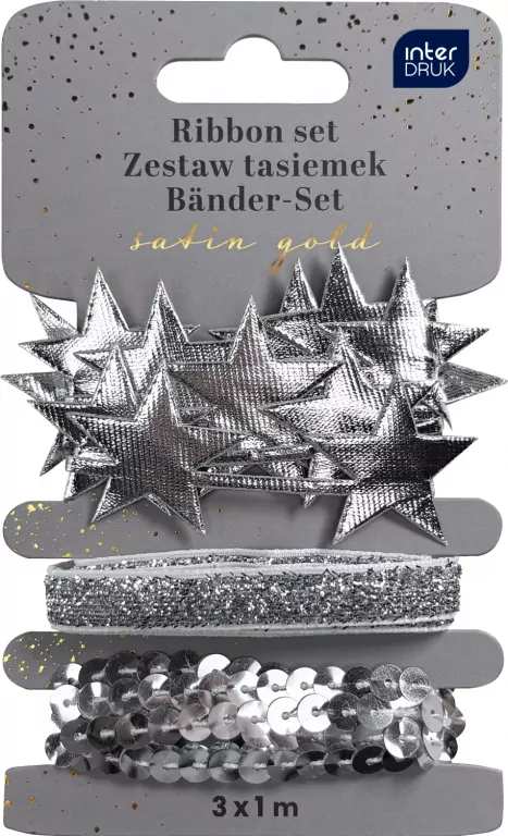 Zestaw tasiemek 3x1m Silver Satin Gold - tantis.pl