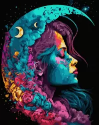 Malowanie po numerach czarne płótno - Księżycowa..