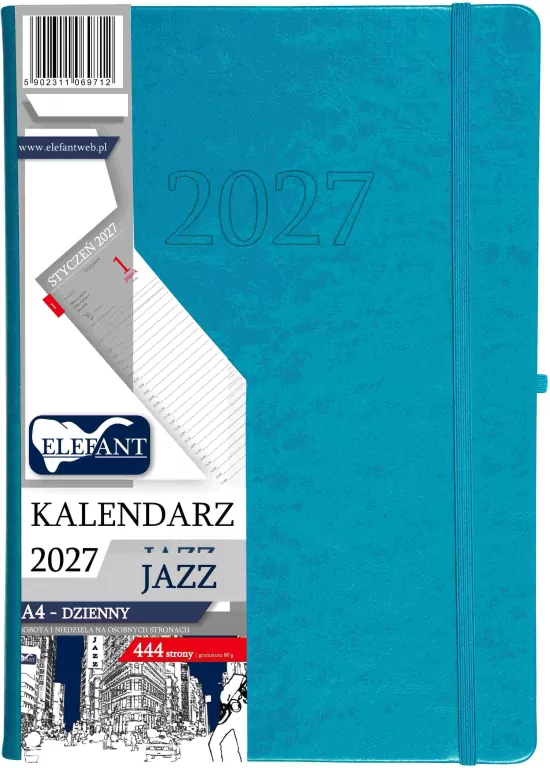 Kalendarz Jazz 2027 A4 dzienny turkusowy - tantis.pl