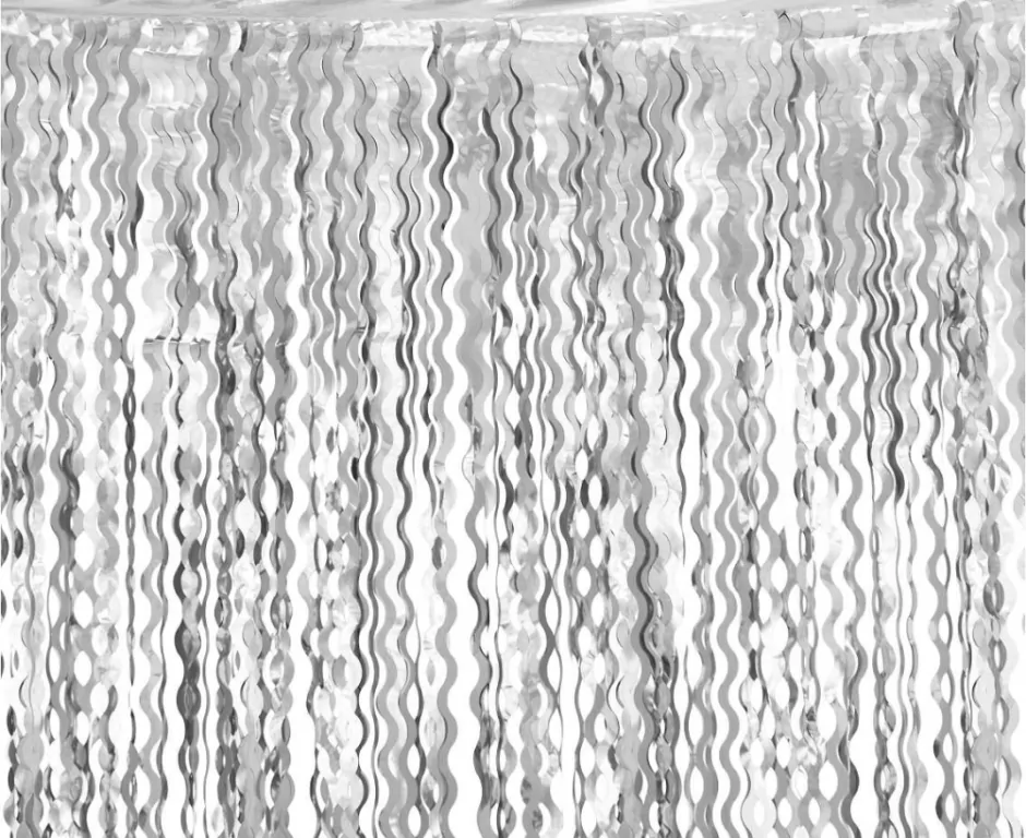 Kurtyna Spirale metaliczna srebrna 100x200cm - tantis.pl