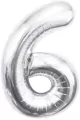 Balon foliowy. Cyfra 6. Srebrna 85cm - tantis.pl