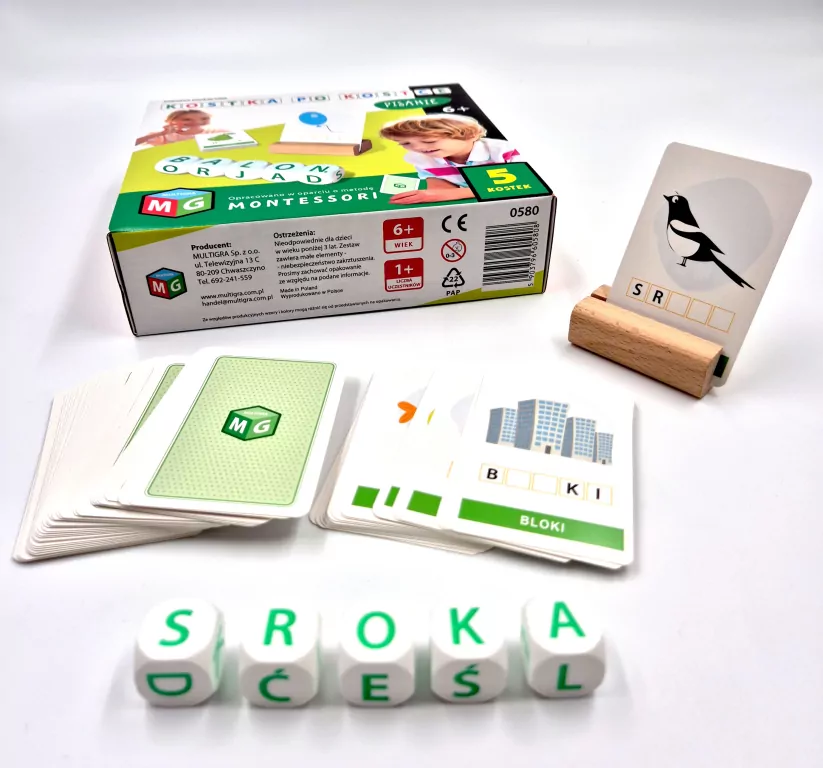 Kostka po kostce. Pisanie 5 kostek. Zabawka edukacyjna Montesori - tantis.pl