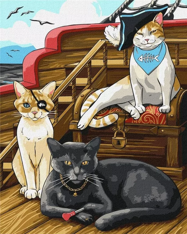 Malowanie po numerach - Puszyste piratki 40x50cm - tantis.pl