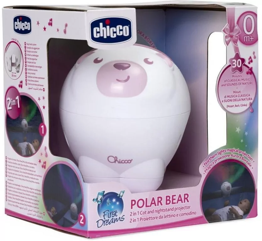 Chicco. Projektor. Miś polarny. Różowy - tantis.pl