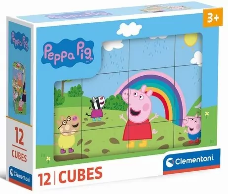 Clementoni. Klocki Świnka Peppa, 12 elementów - tantis.pl