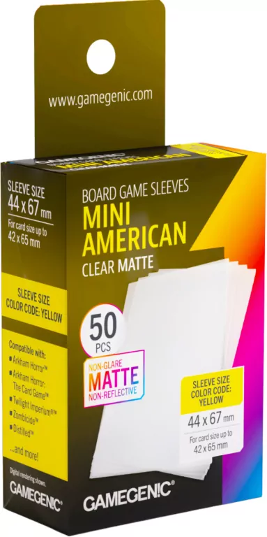 Gamegenic: Board Game Sleeves - Mini American (44x67 mm) - Clear Matte - 50 sztuk - tantis.pl