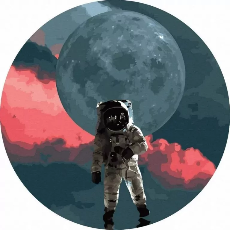 Malowanie po numerach okrągłe - Astronauta... 40cm - tantis.pl