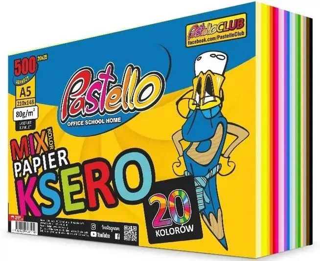 Papier ksero A5 20 kolorów 500 arkuszy - tantis.pl