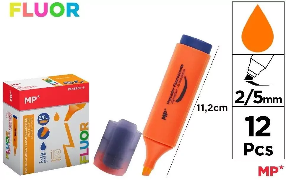 Zakreślacz fluorescencyjny 2-5mm pomarańcz (12szt) - tantis.pl