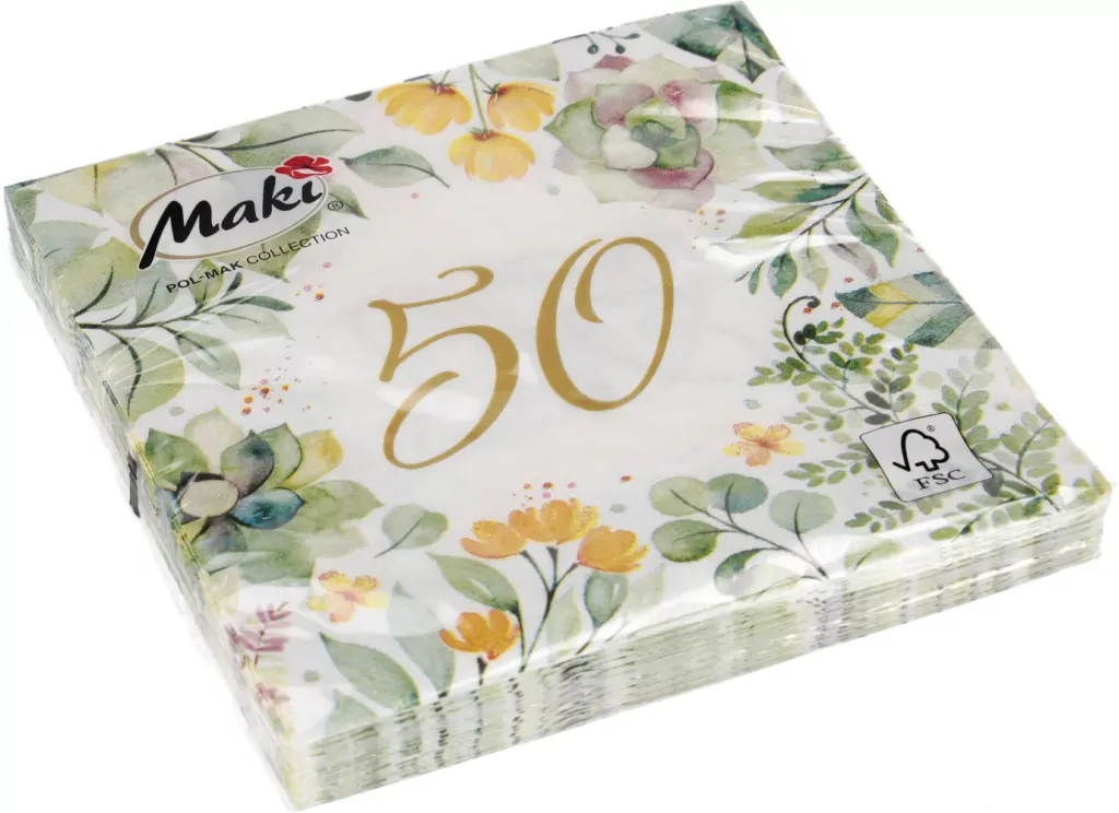 SERWETKA PAP 3W 330X330 50 LAT FLORAL PM OP - tantis.pl