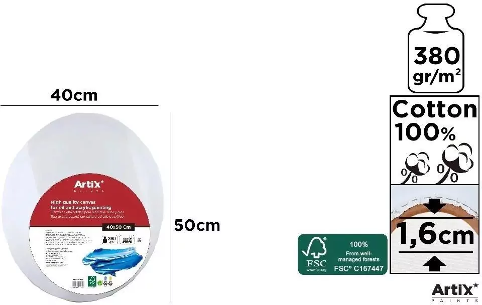 Podobrazie owalne 40x50x1,6cm 380G/m2 - tantis.pl