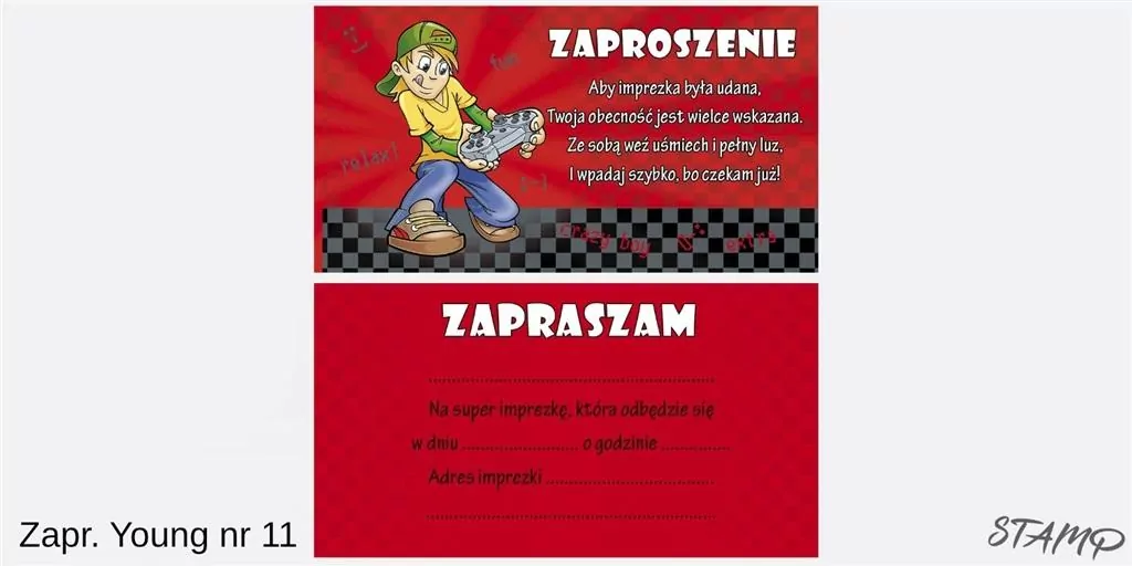 Zaproszenia Young Chłopiec wzór nr 11 - tantis.pl