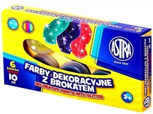 Farby plakatowe. Brokat. 6 kolorów 10 ml - tantis.pl